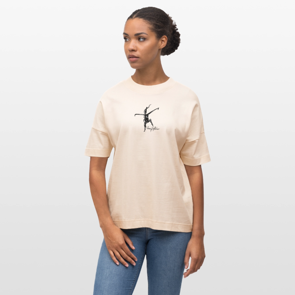 Oversized Unisex Bio T-Shirt mit TUSCHEWEIBCHEN PRINT - Weißgrau