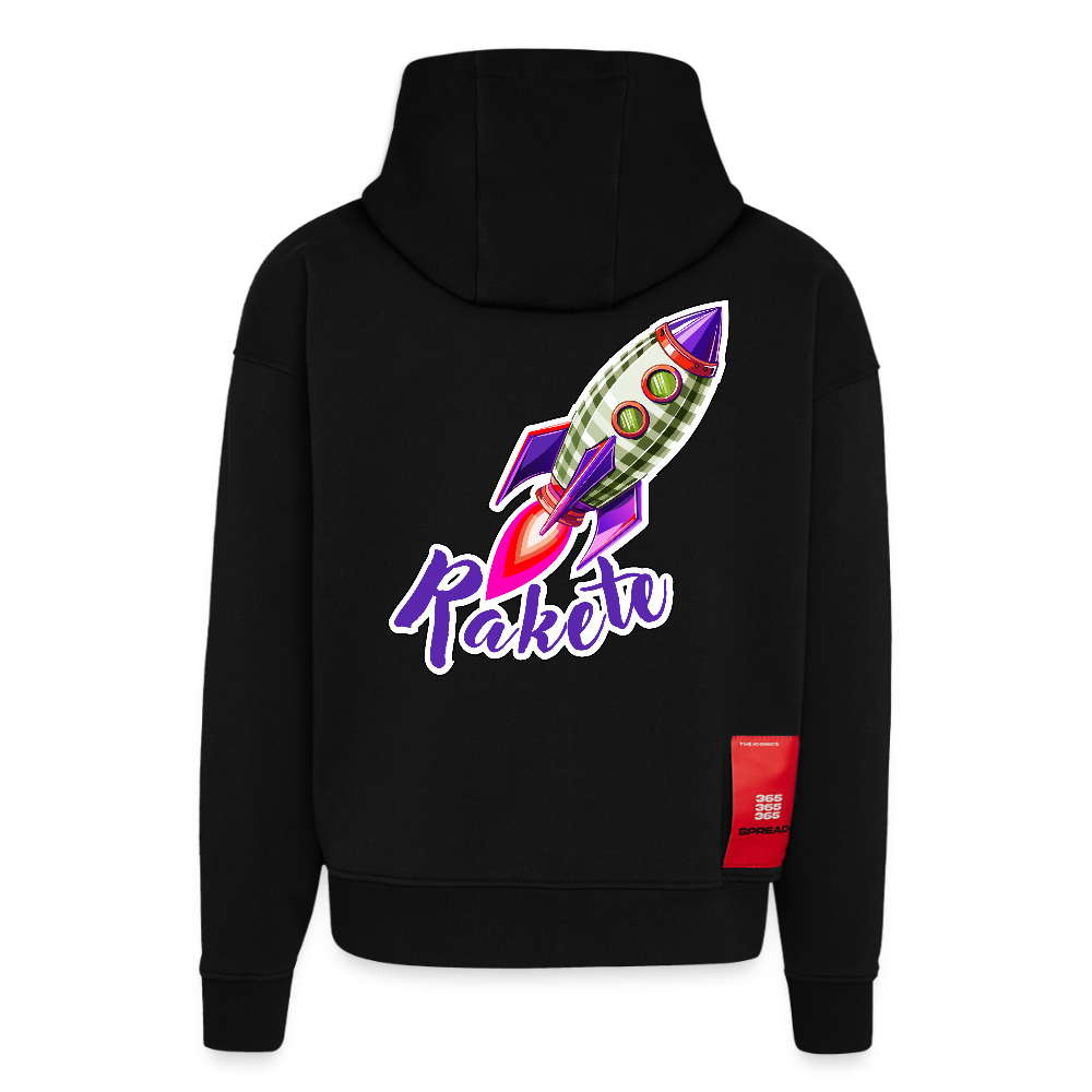 Heavyweight Oversized Organic Hoodie mit RAKETE PRINT - SOLID BLACK