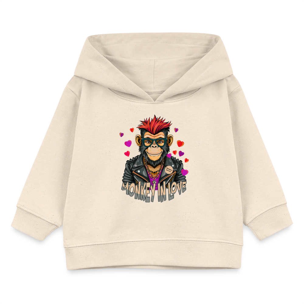 MNJS KIDS Bio Hoodie mit MONKEY IN LOVE PRINT - Weißgrau