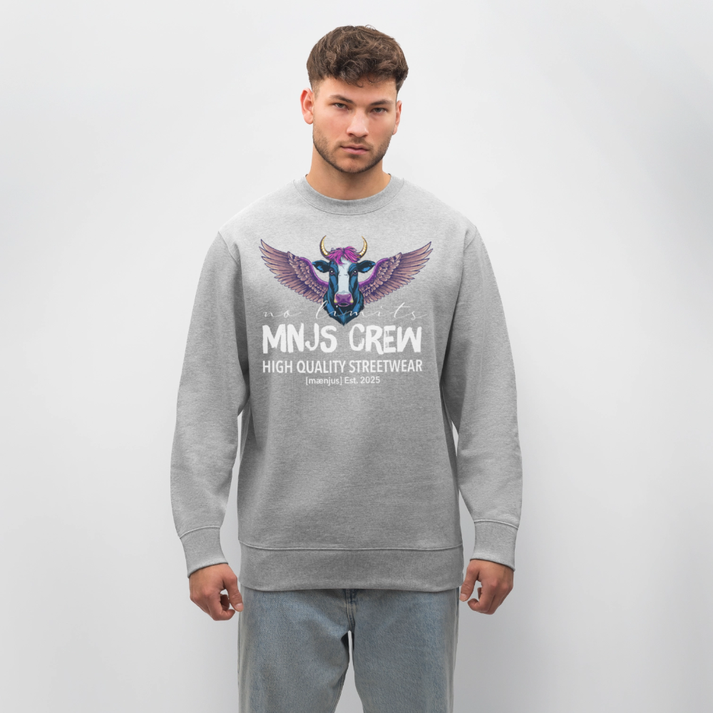 Unisex Bio-Sweatshirt mit MNJS CREW no limits PRINT - Grau meliert