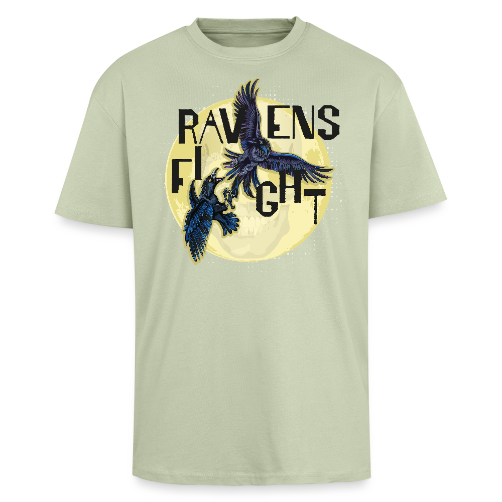 Heavy Oversize T-Shirt mit RAVENS FIGHT PRINT - Leichtes Salbeigrün