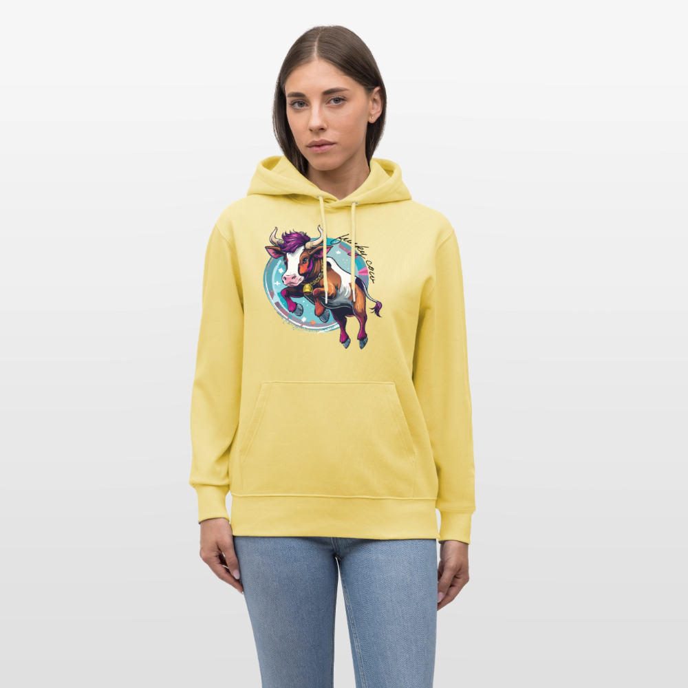 Unisex Hoodie mit FUNKY COW PRINT - Gelb Viva