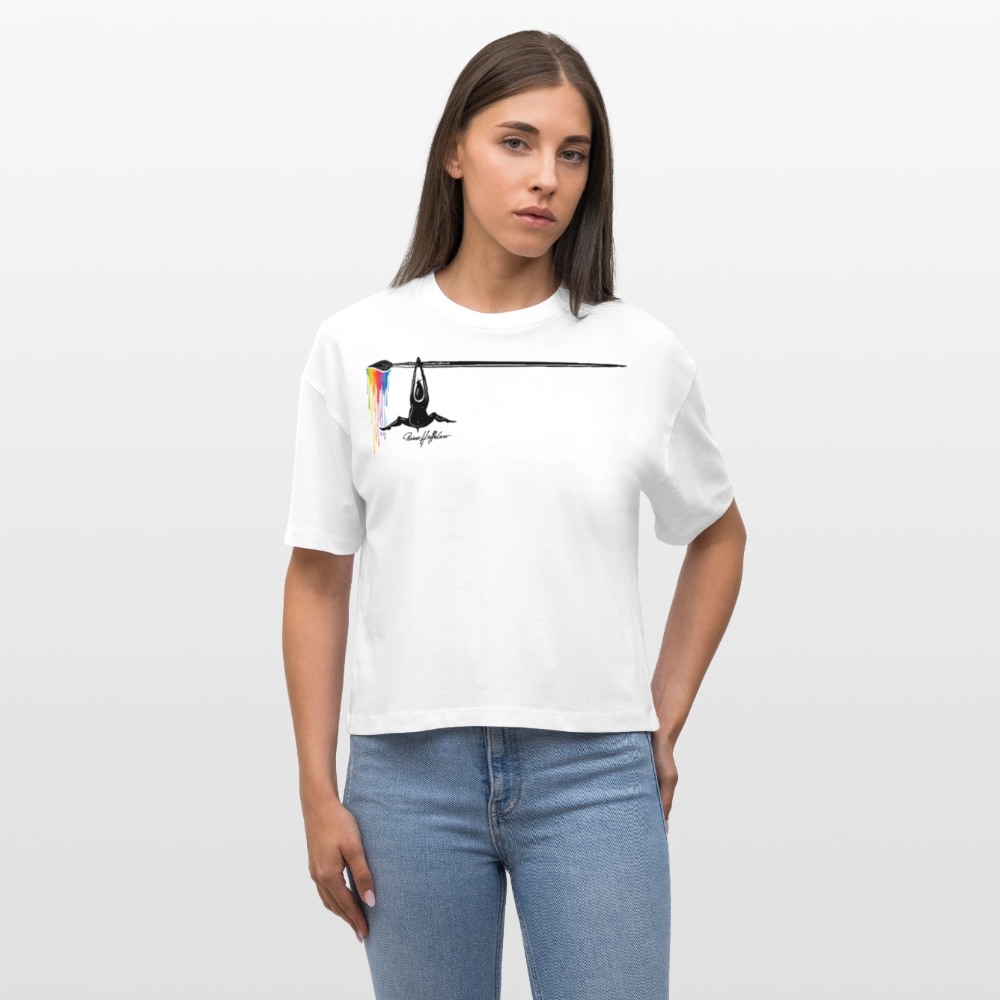 Frauen Boxy Bio-T-Shirt mit MÄNNLE PRINT - Weiß