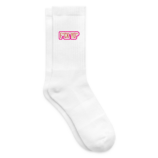Tennissocken mit F*CK YO* Print - Weiß