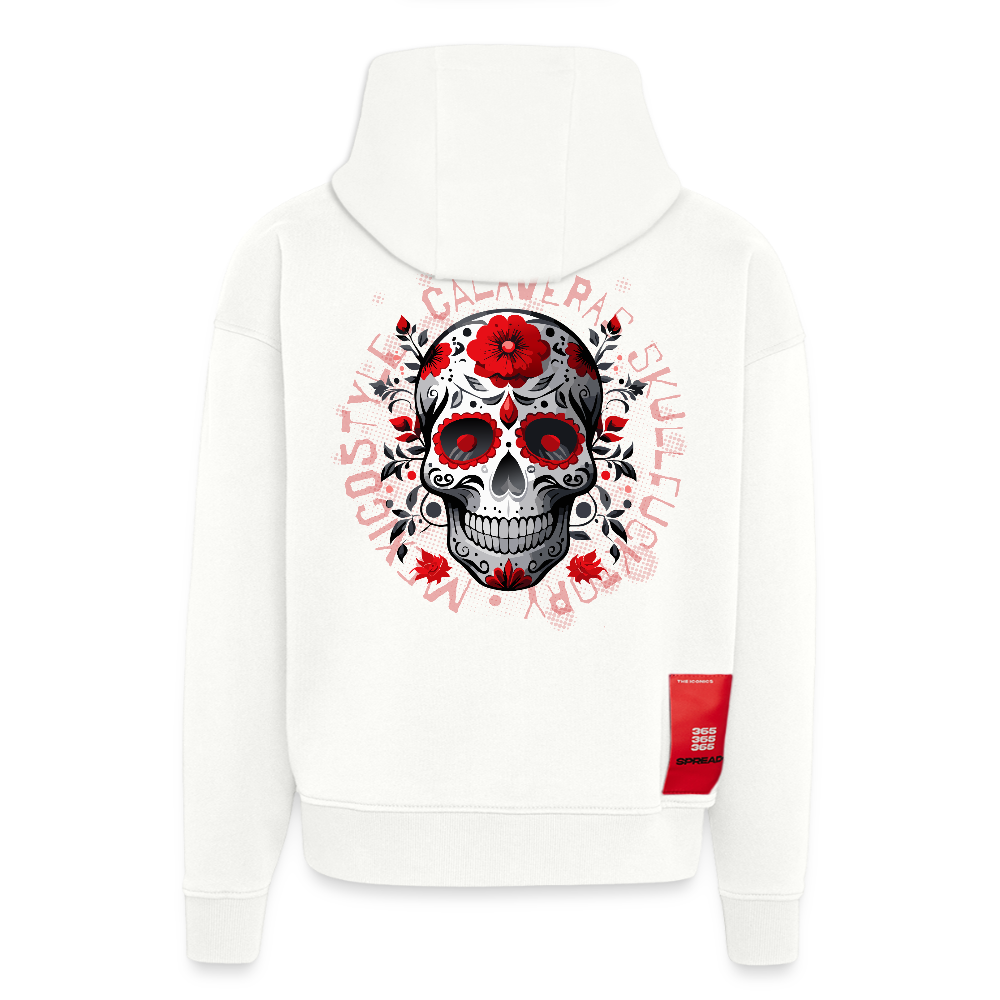 Heavyweight Oversized Organic Hoodie mit CALAVERAS SKULL PRINT - OFF WHITE