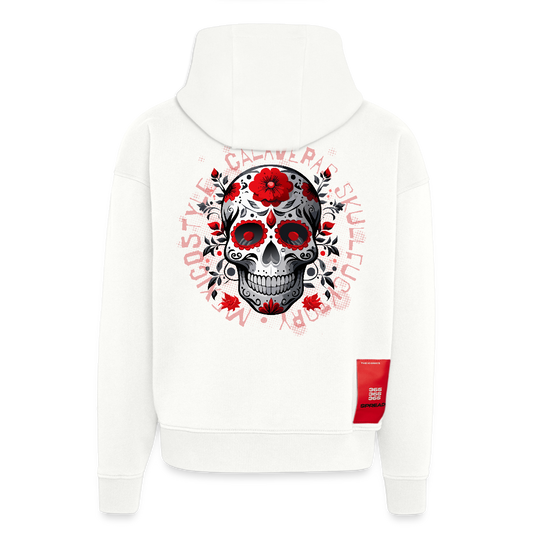 Heavyweight Oversized Organic Hoodie mit CALAVERAS SKULL PRINT - OFF WHITE