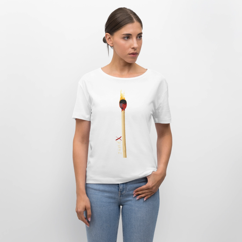 Frauen Bio Rundhals T-Shirt mit zündX PRINT - Weiß