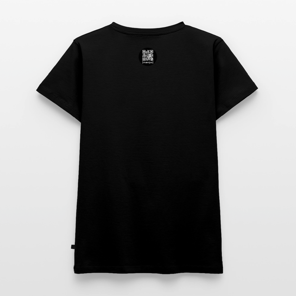 Frauen Bio-T-Shirt mit V-Ausschnitt mit FEUERHERZ LILA PRINT - Schwarz