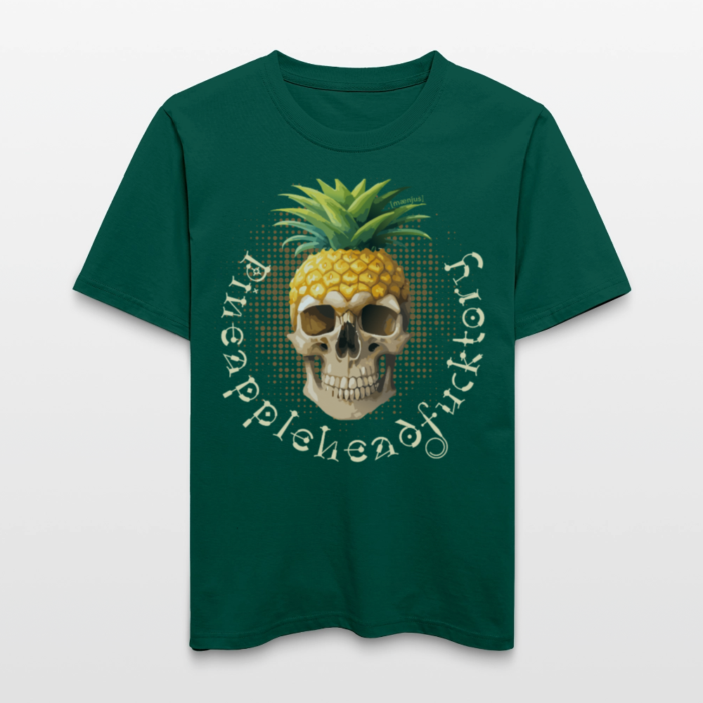 Relaxed Fit Unisex Bio-T-Shirt mit PINEAPPLE SKULL PRINT Vorderseite - Forest