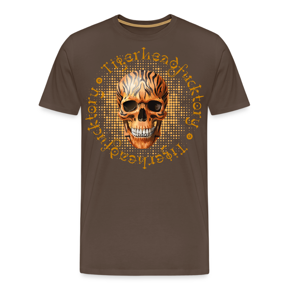 Männer Premium T-Shirt mit TIGERHEAD SKULL PRINT - Edelbraun