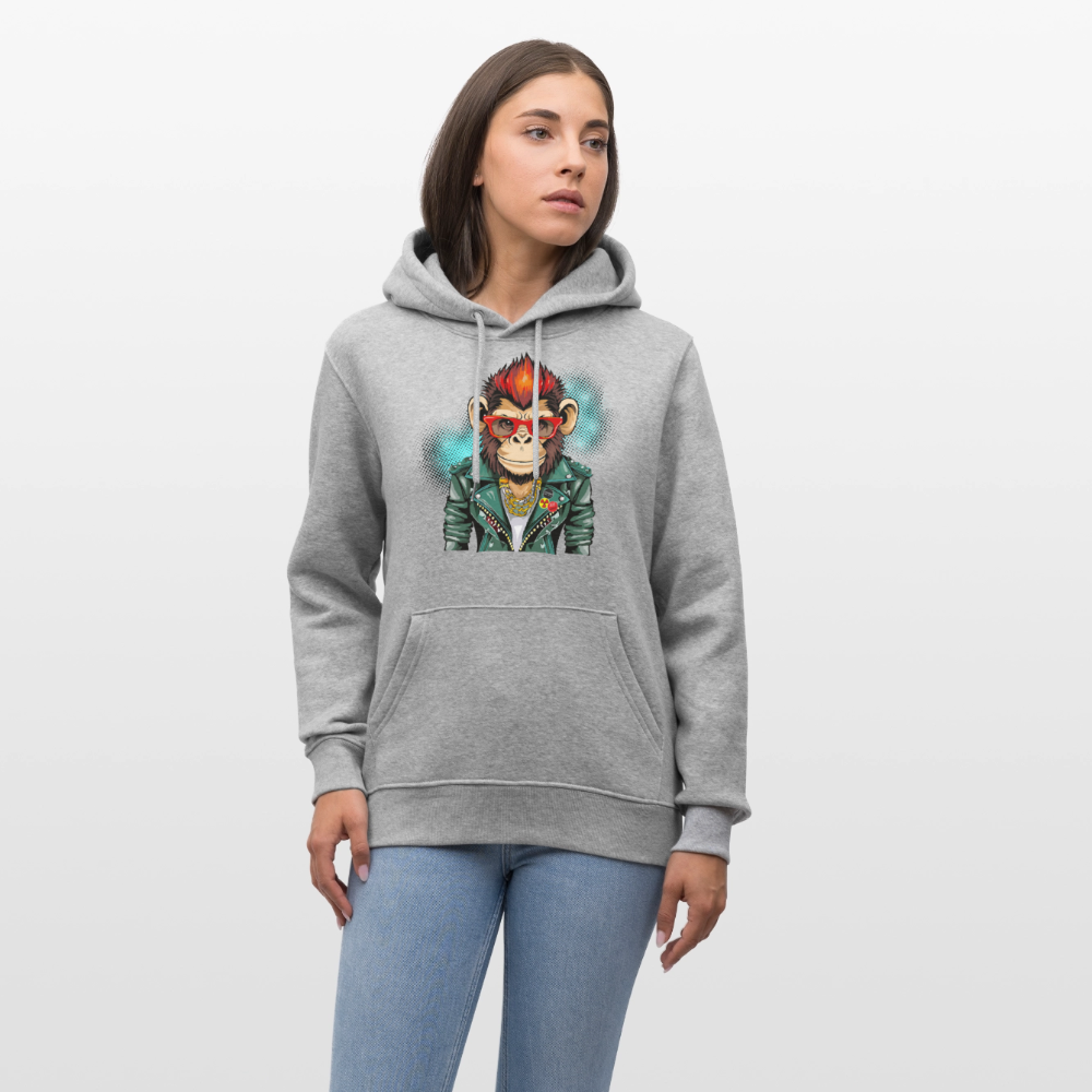 Unisex Hoodie mit MONKEY PRINT - Grau meliert