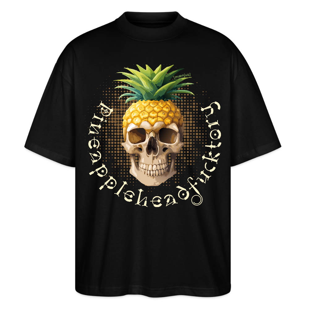 Oversized Unisex T-Shirt mit PINEAPPLE SKULL PRINT - Schwarz