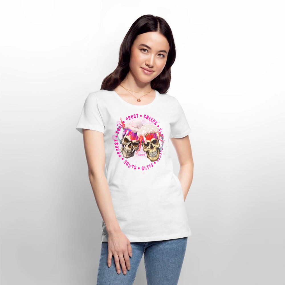 Frauen Premium T-Shirt mit OKTOBERFEST SKULL GIRL PRINT - Weiß