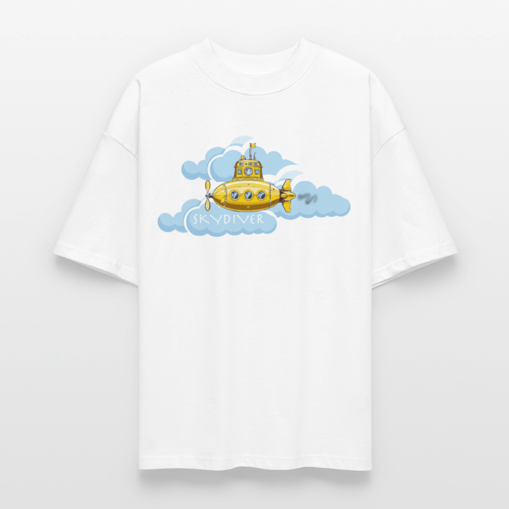 Oversized Unisex Bio T-Shirt mit SKYDIVER PRINT - Weiß