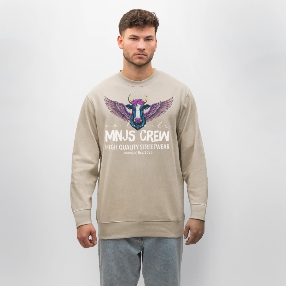 Unisex Bio-Sweatshirt mit MNJS CREW no limits PRINT - Beige