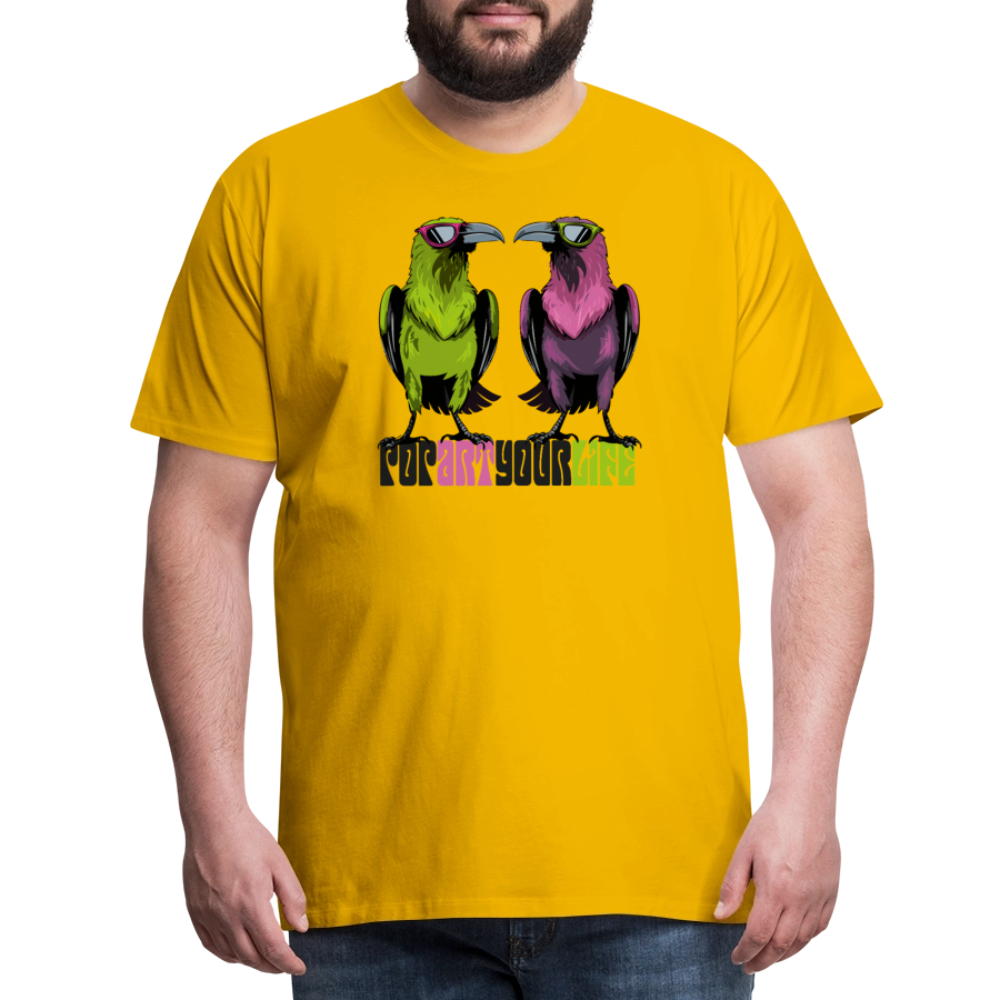 Männer Premium T-Shirt mit POPART YOUR LIFE PRINT - Sonnengelb
