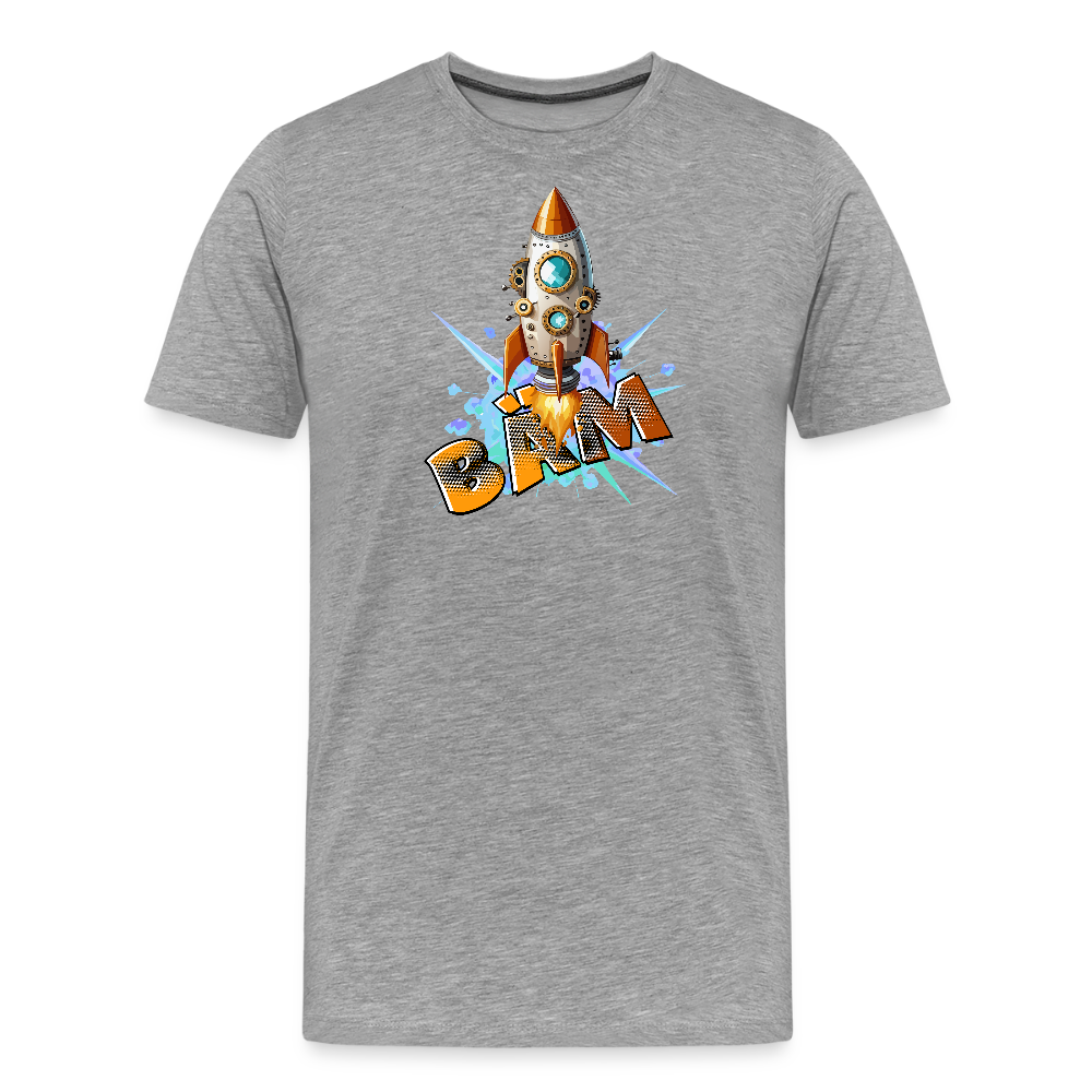 Männer Premium T-Shirt mit RAKETE PRINT - Grau meliert