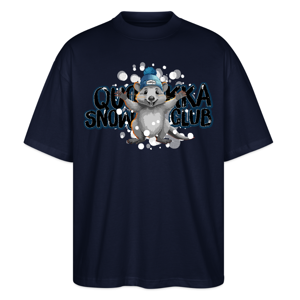 Oversized Unisex Bio T-Shirt mit QUOKKA SNOWCLUB PRINT - Navy