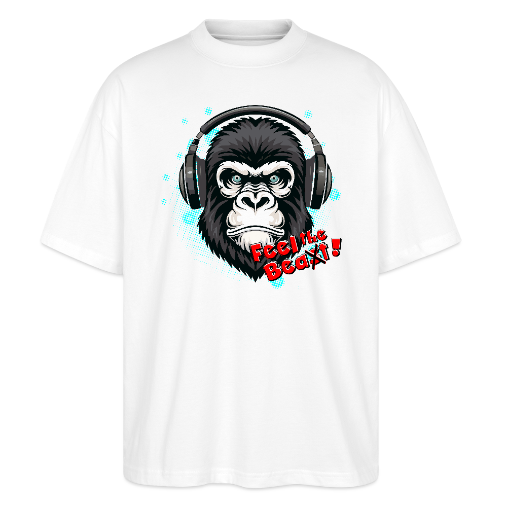 Oversized Unisex T-Shirt mit FEEL THE BEA(S)T PRINT - Weiß