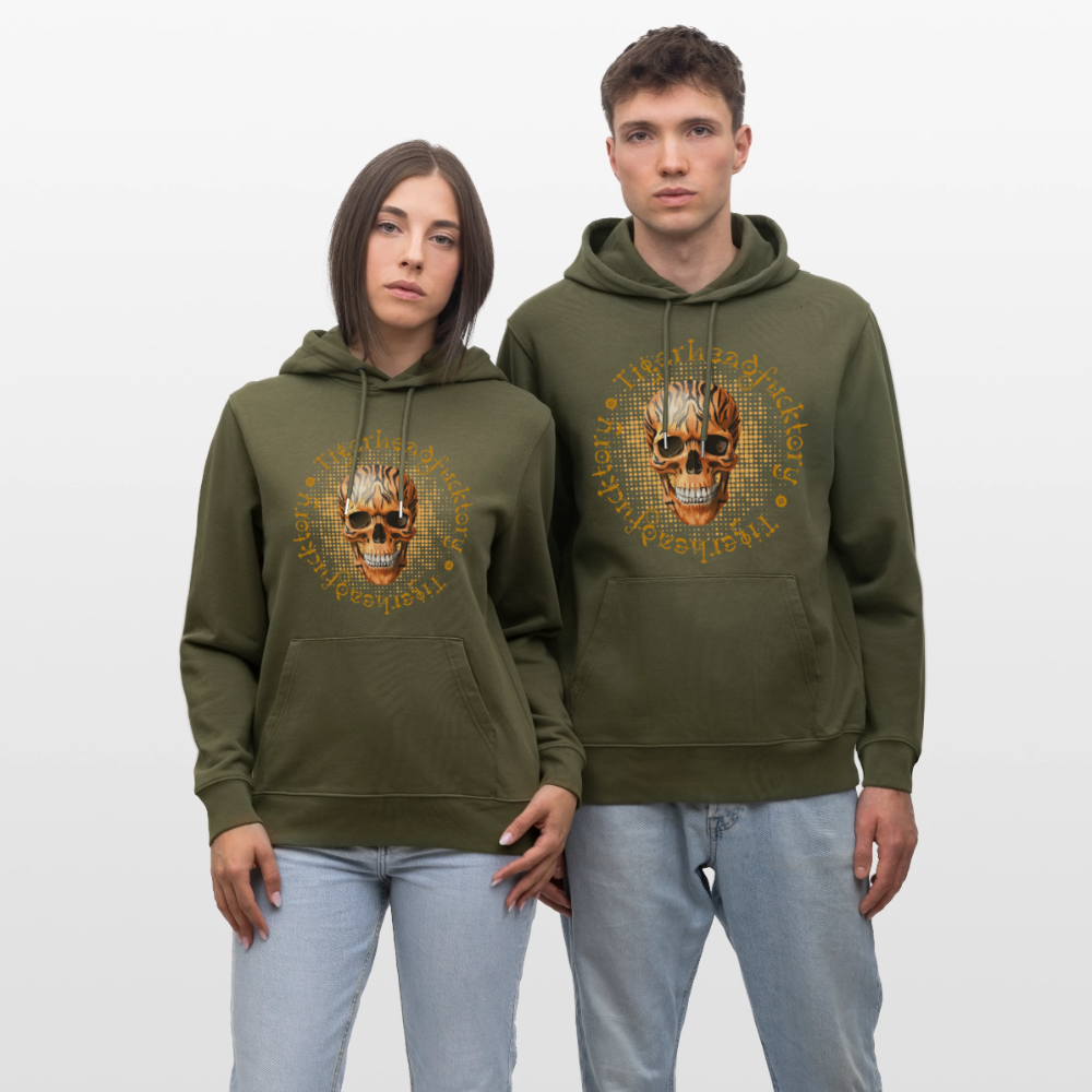Unisex Hoodie mit TIGERHEAD SKULL PRINT - Khaki Grün