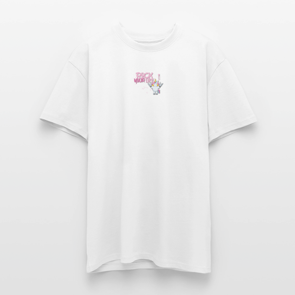 Heavy Oversize T-Shirt mit ROCK YOUR LIFE PRINT - Weiß