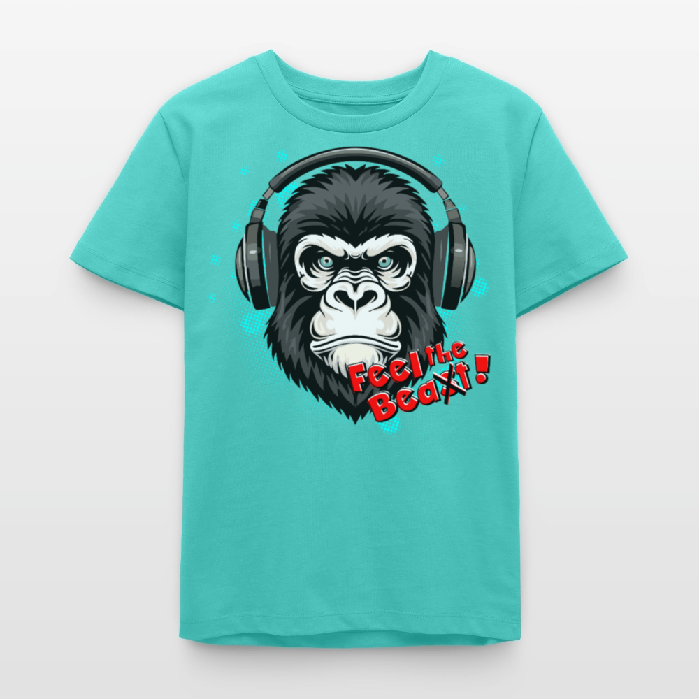 MNJS TEENS Bio T-Shirt mit FEEL THE BEA(S)T PRINT - Poolblau