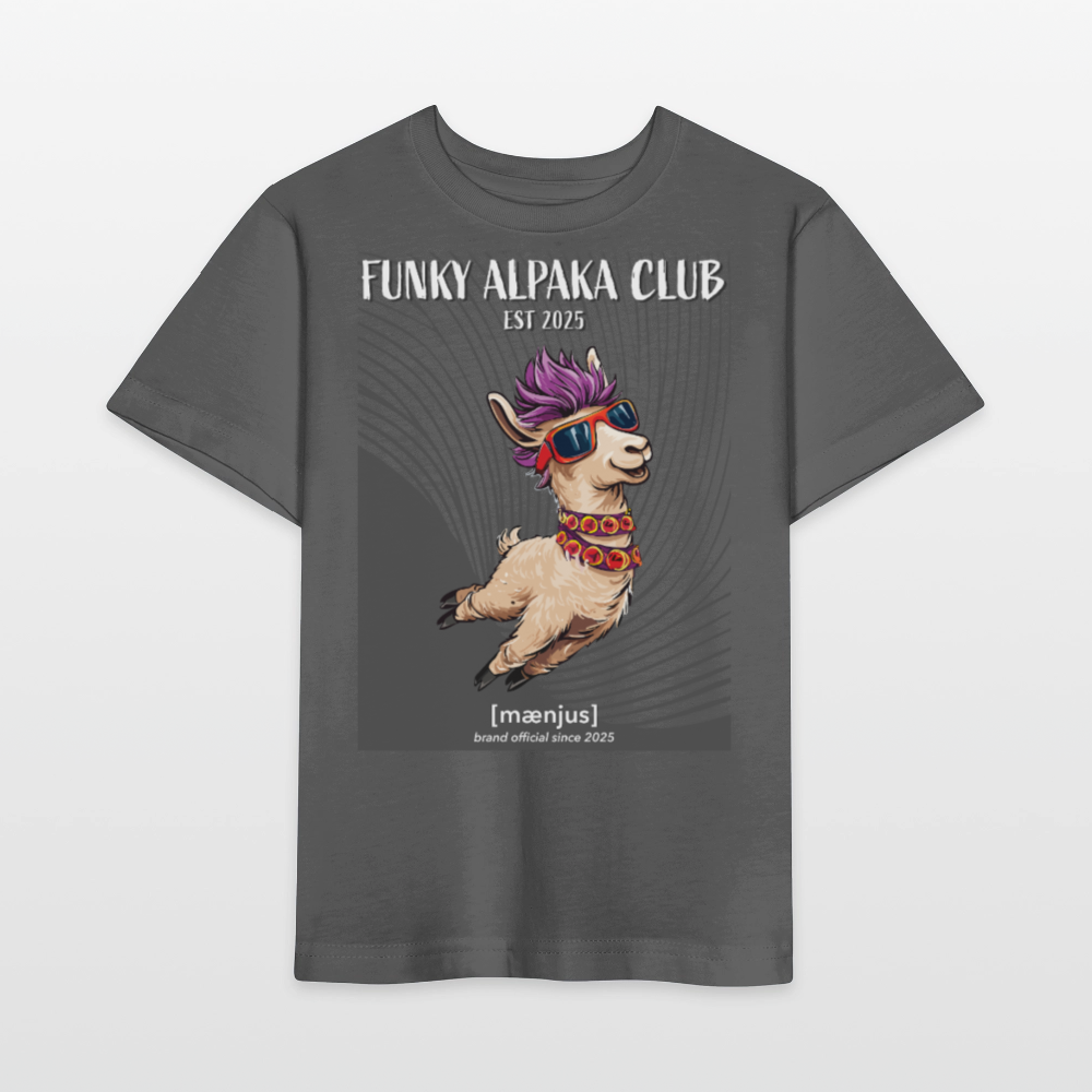 MNJS KIDS Bio T-Shirt mit FUNKY ALPAKA CLUB PRINT - Anthrazit