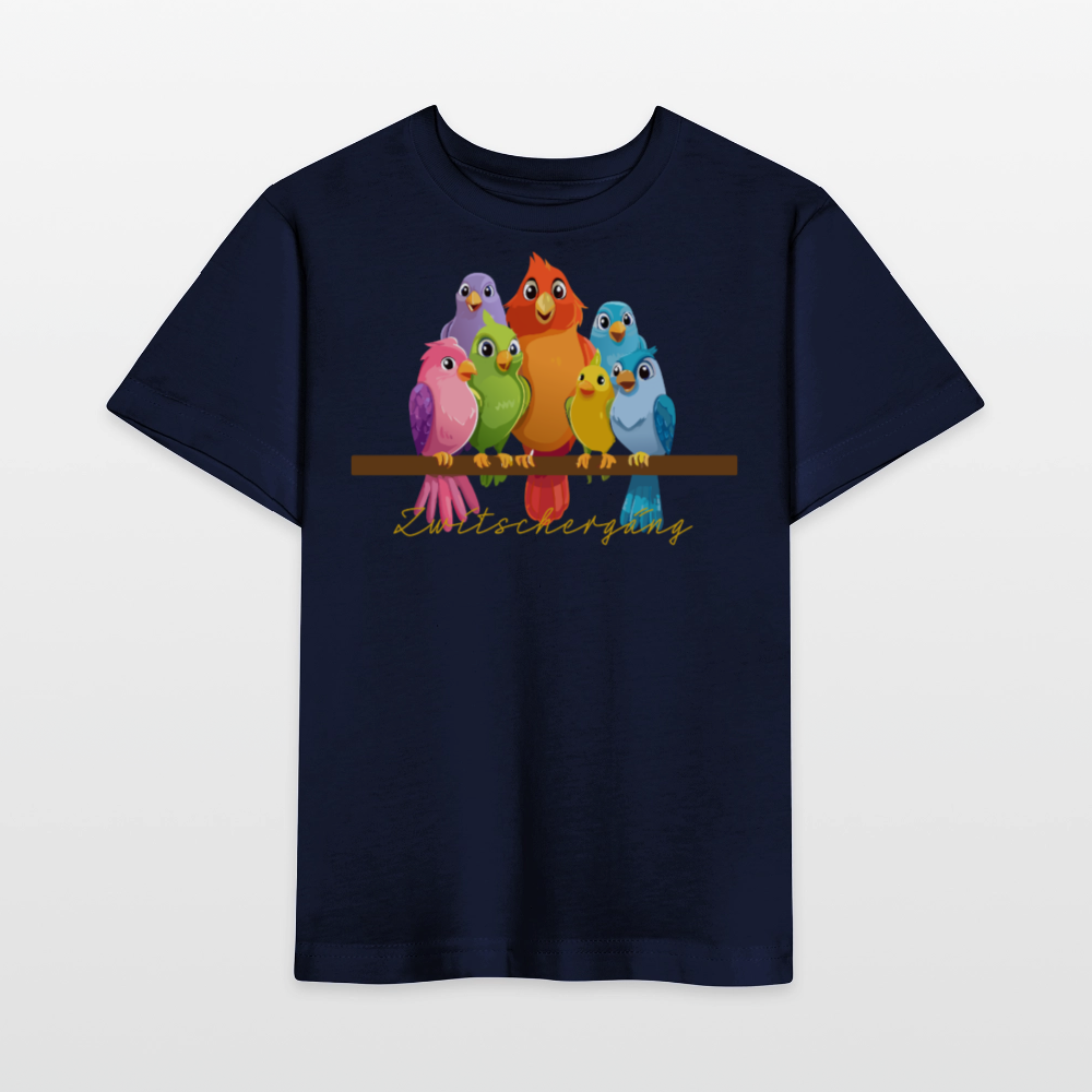 Kinder T-Shirt MINI mit Zwitschergäng Print - Navy