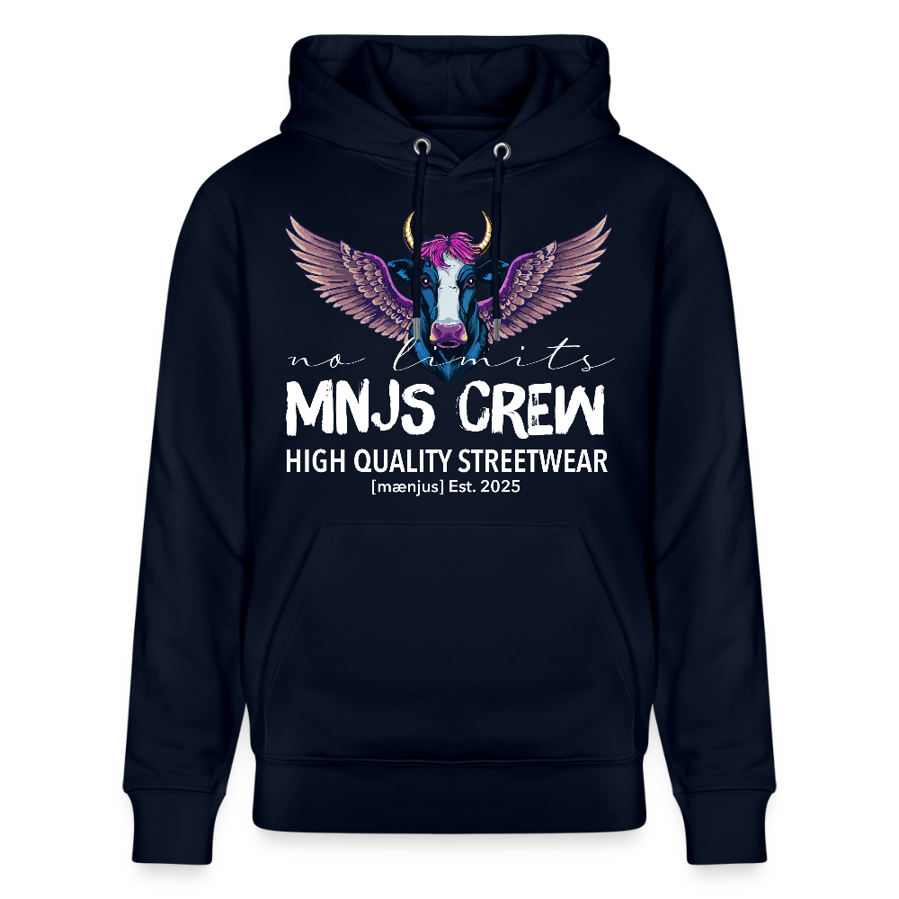 Unisex Bio-Hoodie mit MNJS CREW no limits PRINT - Navy