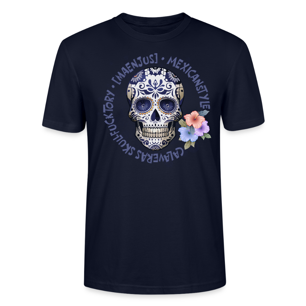 Unisex T-Shirt mit MAENJUS MEXICANSTYLE PRINT Vorderseite - Navy