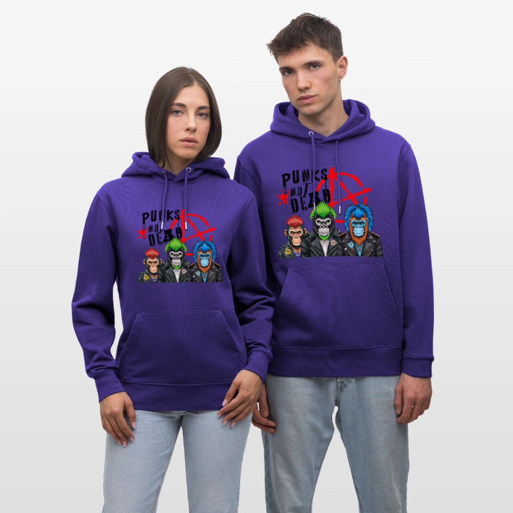 Unisex Hoodie mit PUNKS NOT DEAD PRINT - Purple Love