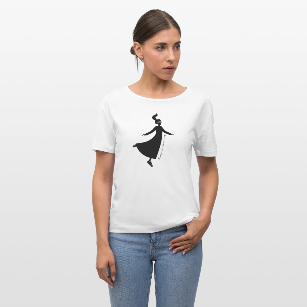 Frauen T-Shirt mit KEEP ON DANCING PRINT - Weiß