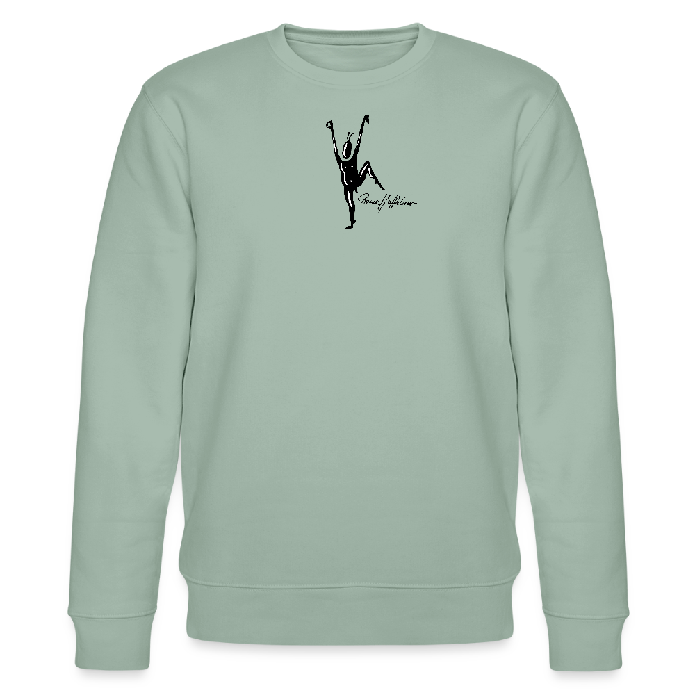 Unisex Bio-Sweatshirt mit TUSCHEMÄNNCHEN PRINT - Helles Graugrün