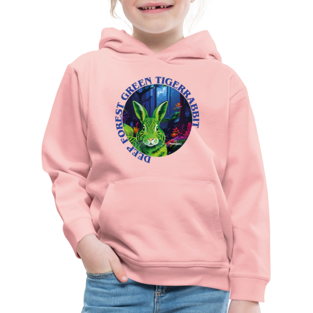 MNJS KIDS Premium Hoodie mit DEEP FOREST GREEN TIGERRABBIT PRINT - Kristallrosa