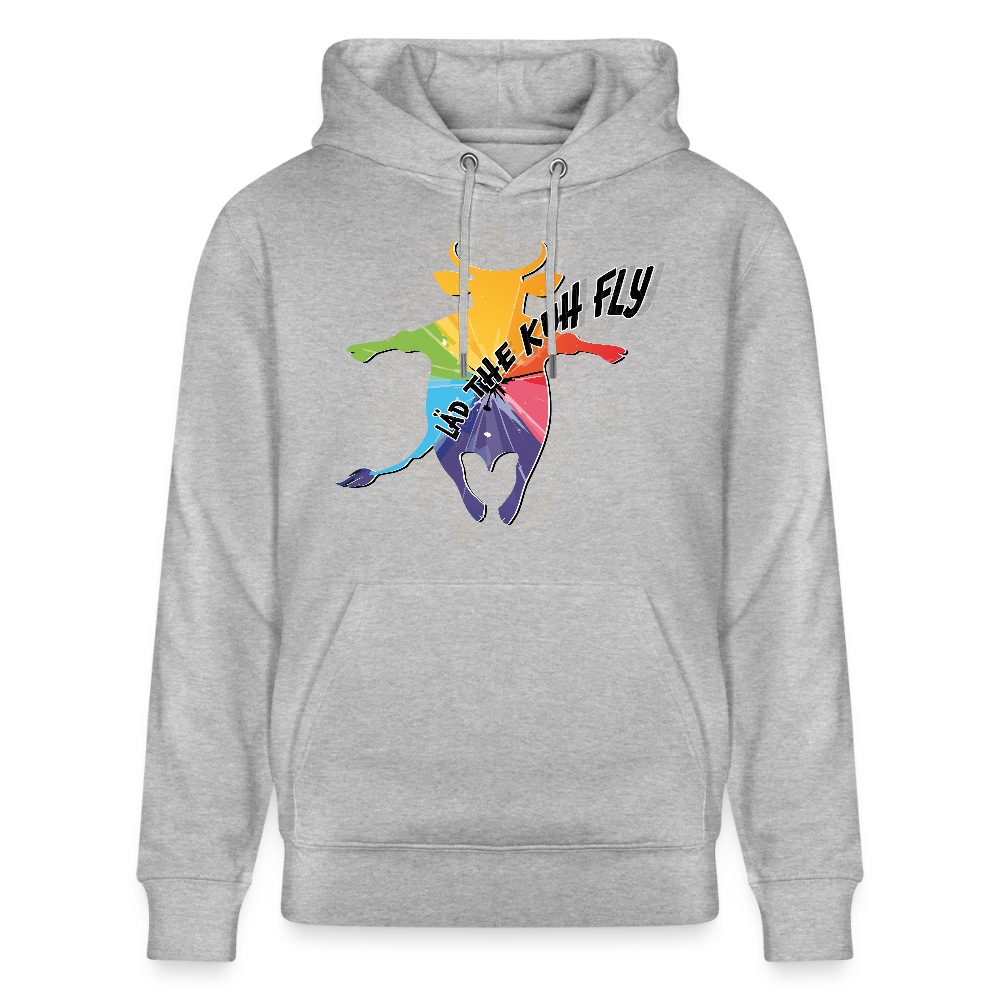 Unisex Hoodie mit LÄD THE KUH FLY PRINT - Grau meliert