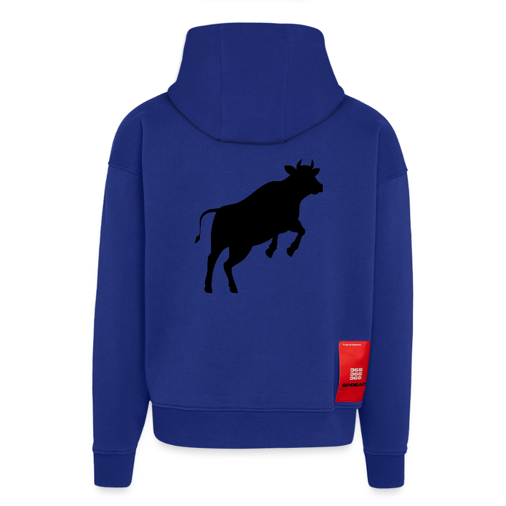 Heavyweight Oversized Organic Hoodie mit JUMPING COW PRINT - Iconic Blue