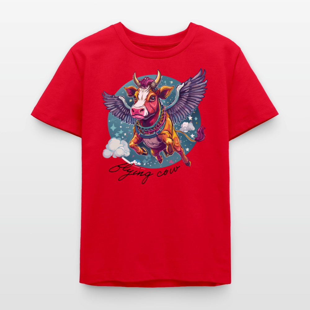 MNJS TEENS Bio T-Shirt mit FLYING COW PRINT - Rot