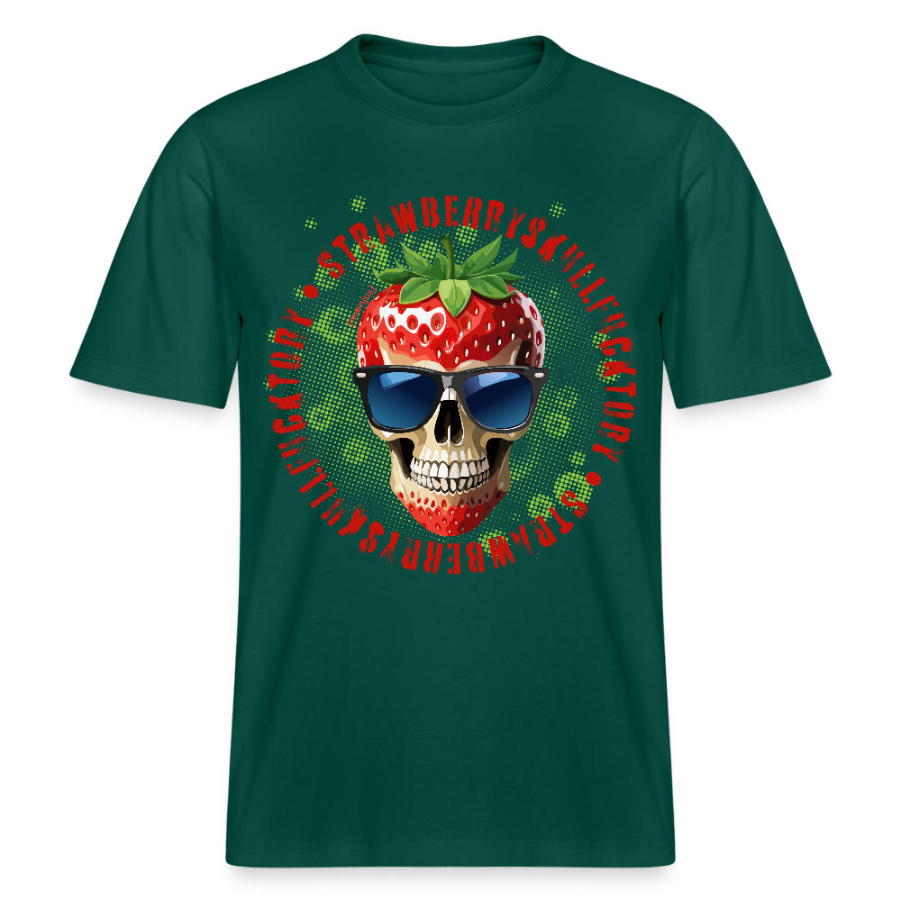 Relaxed Fit Unisex Bio-T-Shirt mit STRAWBERRY SKULL PRINT Vorderseite - Forest