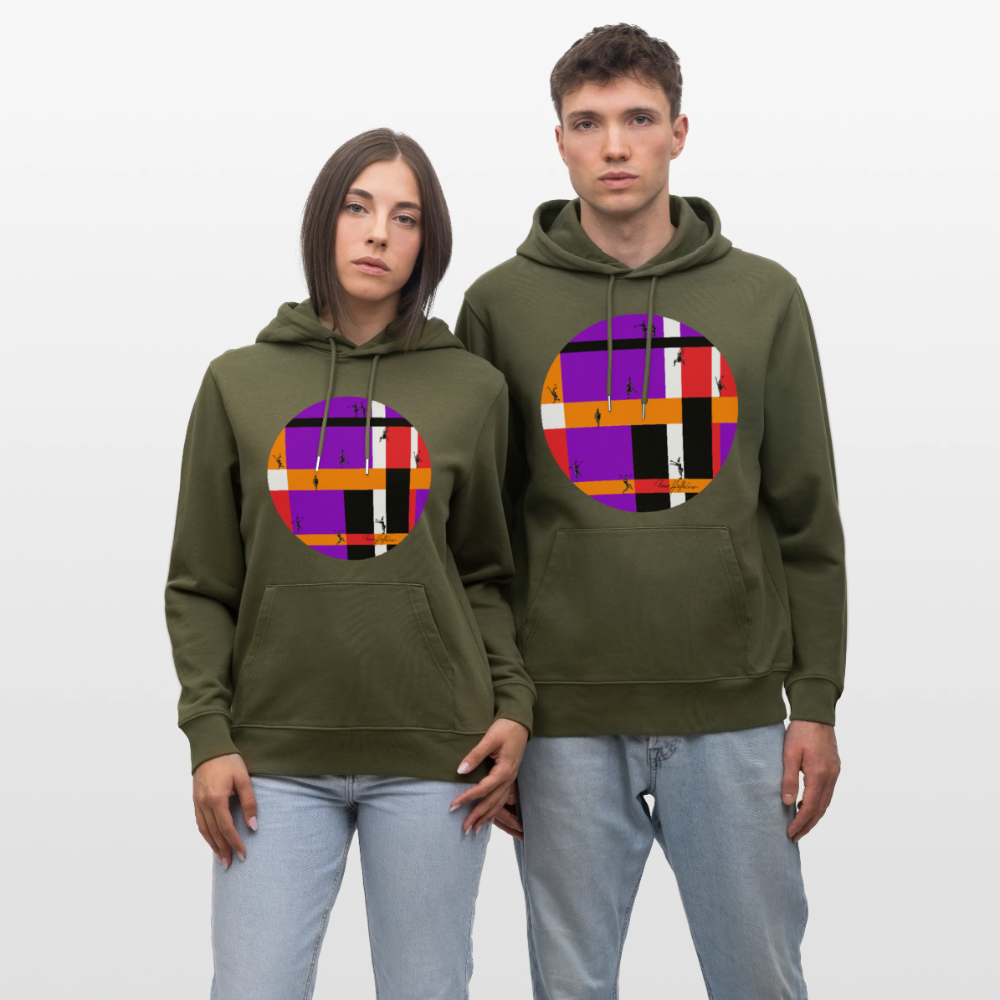 Unisex Bio-Hoodie mit TUSCHEMÄNNCHEN PRINT - Khaki Grün