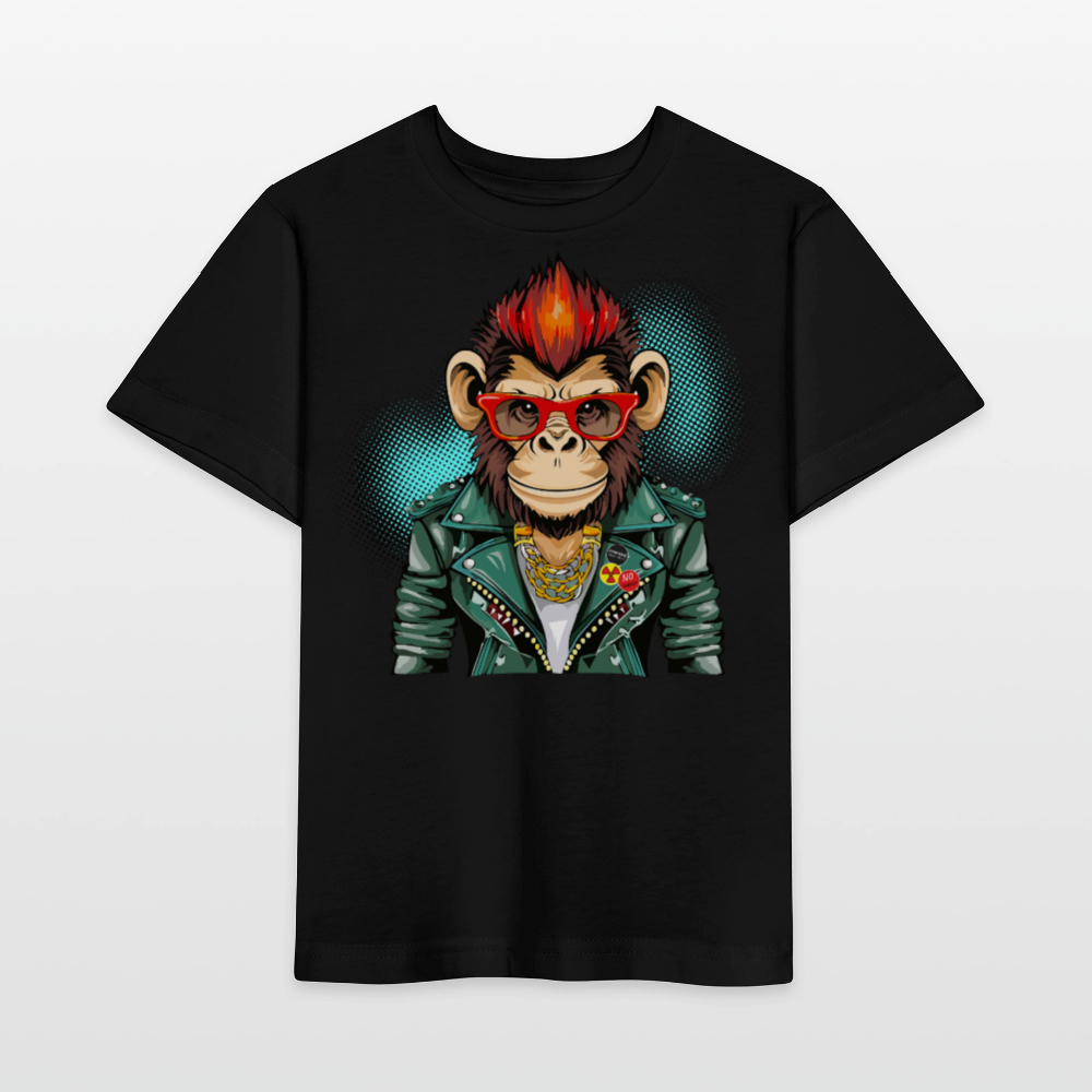 MNJS KIDS Bio T-Shirt mit MONKEY PRINT - Schwarz