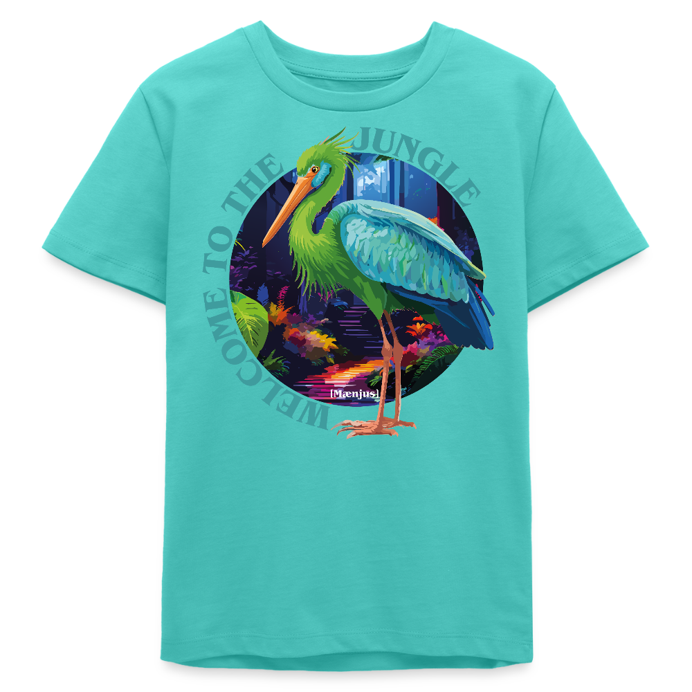 MNJS TEENS Bio T-Shirt mit WELCOME TO THE JUNGLE PRINT - Poolblau