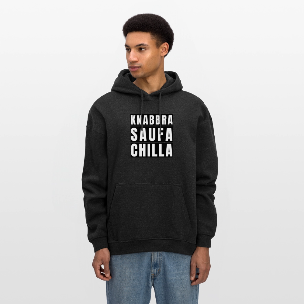 Oversized Unisex Hoodie mit KNABBRA SAUFA CHILLA PRINT - Anthrazit