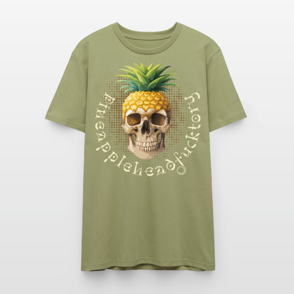 Unisex T-Shirt mit PINEAPPLEHEAD SKULL PRINT Vorderseite - Nebelgrün