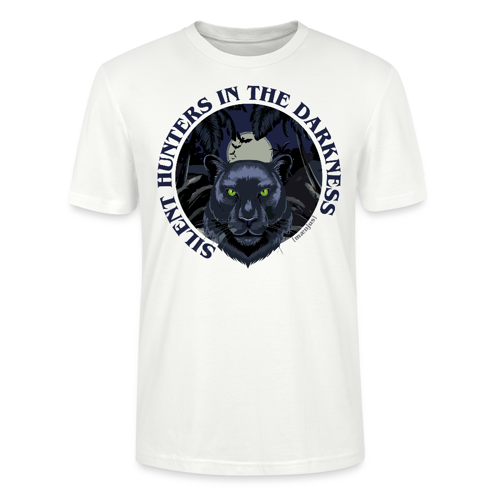 Unisex T-Shirt mit SILENT HUNTERS IN THE DARKNESS PRINT Vorderseite - Weiß