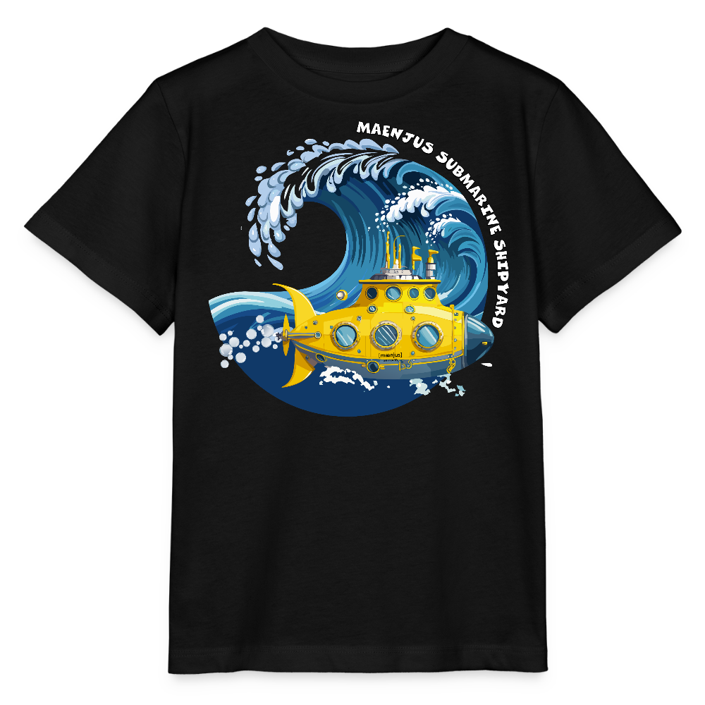 MNJS KIDS Bio T-Shirt mit SUBMARINE SHIPYARD PRINT - Schwarz