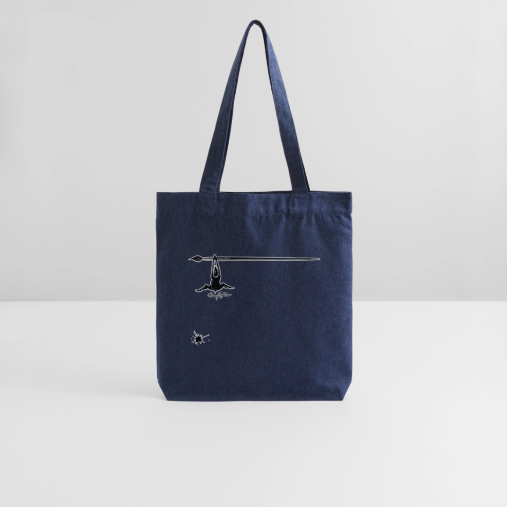 Recycelter Heavyweight Stoffbeutel mit TUSCHEMÄNNCHEN PRINT - melange Blue