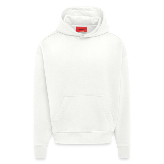 Heavyweight Oversized Organic Hoodie mit MONKEY IN LOVE PRINT - OFF WHITE