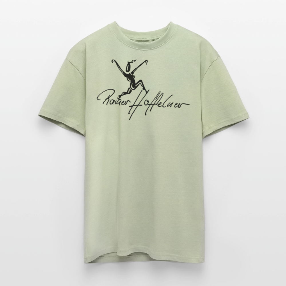 Heavy Oversize T-Shirt mit TUSCHEMÄNNCHEN PRINT - Leichtes Salbeigrün