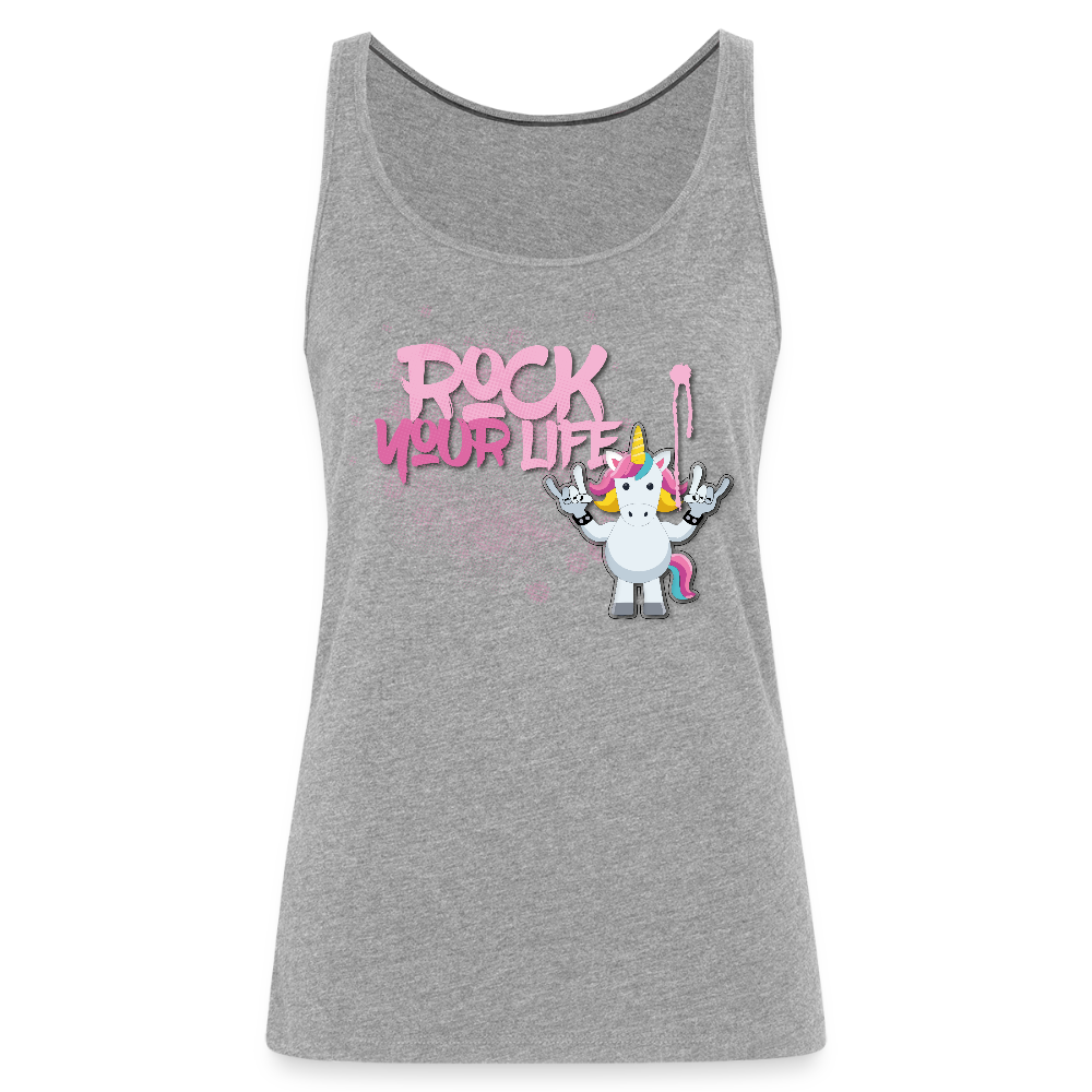 Frauen Premium Tank Top mit ROCK YOUR LIFE PRINT - Grau meliert