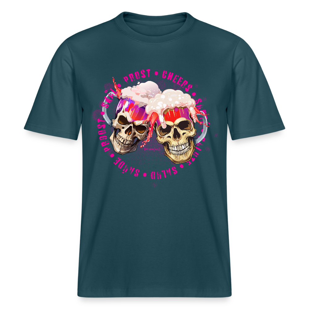 Unisex Bio-T-Shirt mit OKTOBERFEST SKULL GIRL PRINT - Dunkles Petrol
